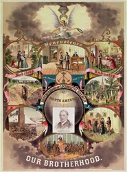 Cartaz da &39;Irmandade dos Bombeiros Locomotivos da América do Norte&39;, 1885